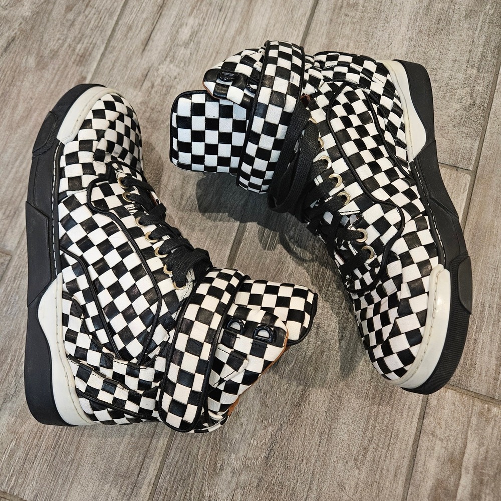 Givenchy Tyson High Top‎ Sneakers Womens Size 37 US 6.5 Checkered Leather Bold